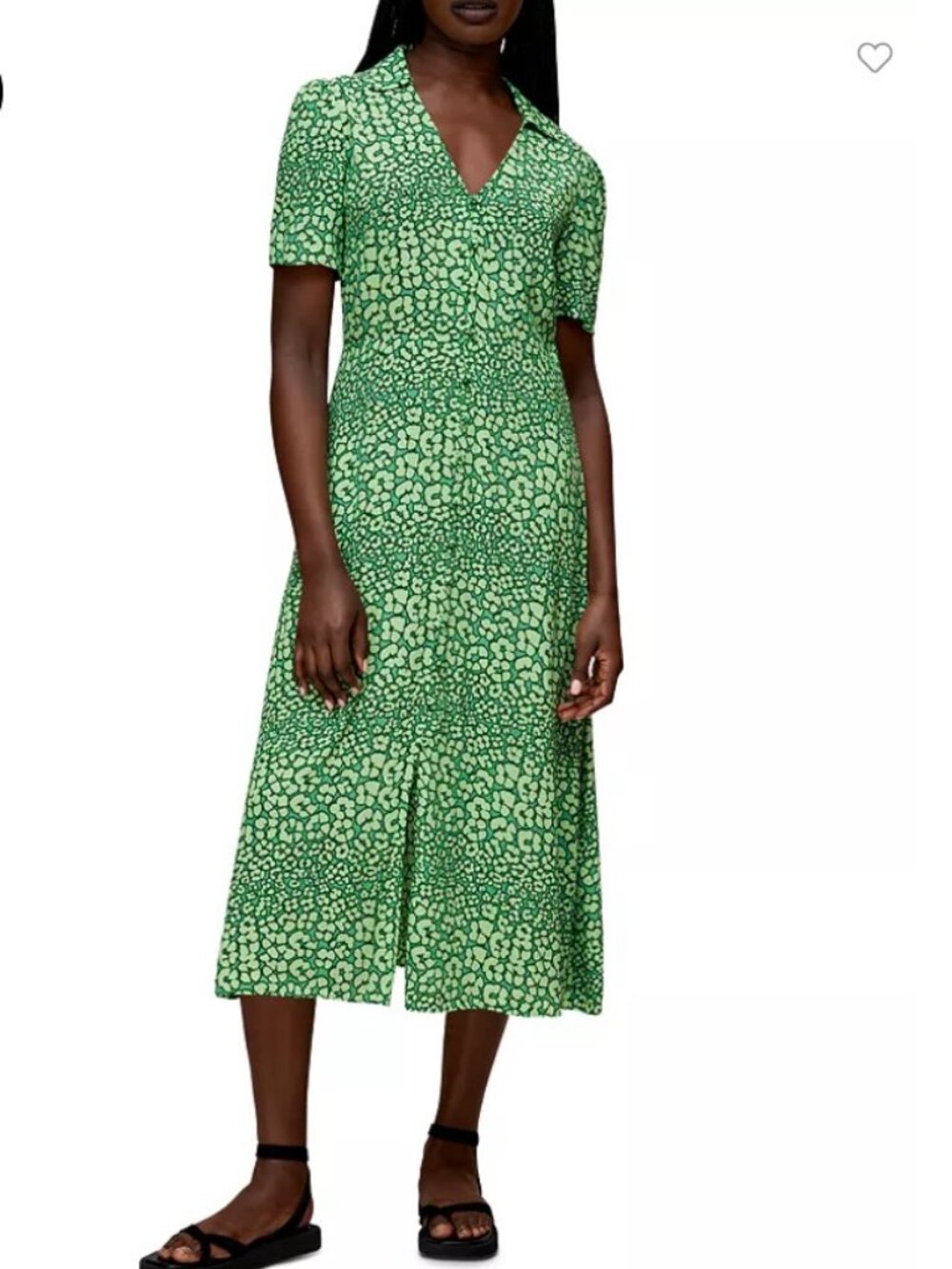 Whistles Fluro Leopard Green Midi Dress